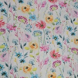 Watercolor Floral Fabric Panel in Multicolor